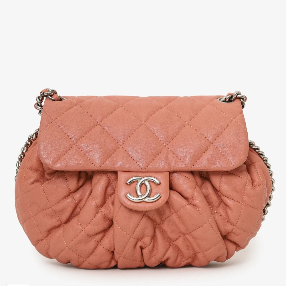 Chanel Pink “chain around” quilted Leather Shoulder Bag - with dustbag & entrupy